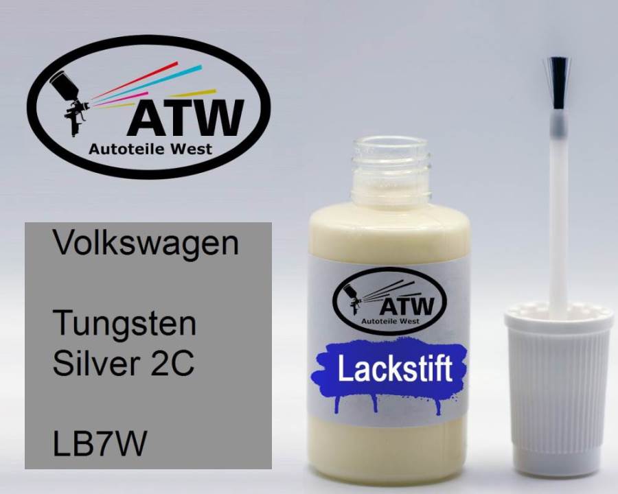 Volkswagen, Tungsten Silver 2C, LB7W: 20ml Lackstift, von ATW Autoteile West.